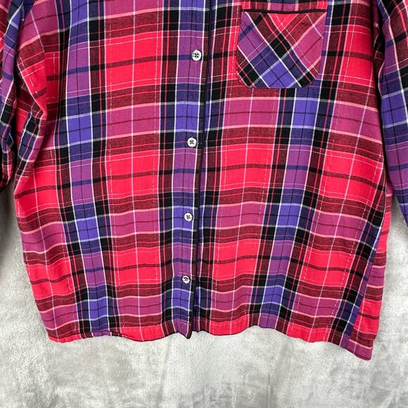 Victorias Secret Pajama Set Women Small Red Metallic Plaid Flannel Pants Holiday - Picture 4 of 16